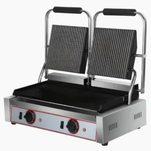 Double Electric Contact Grill All Grooved