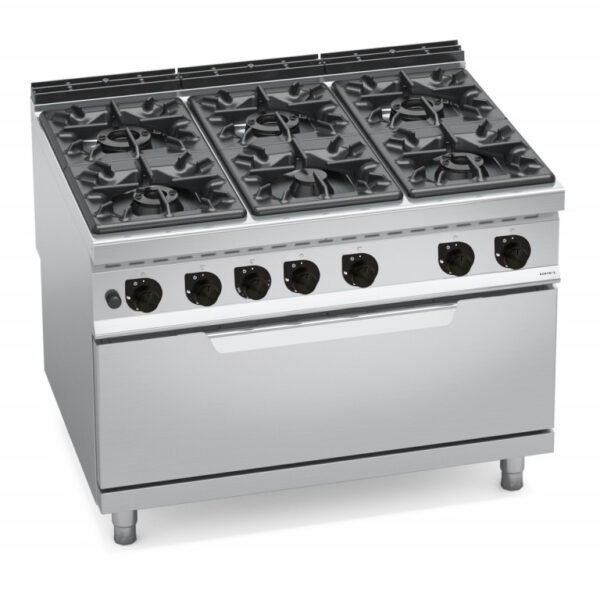 BERTOS 6 BURNER GAS COOKER ON LARGE GAS OVEN G9F6+T